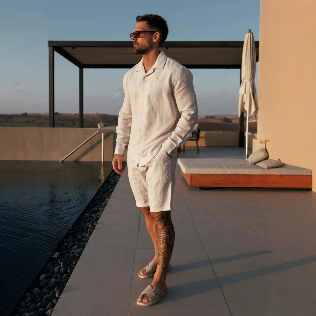 Chemise Cubaine Manches Longues & Short Élastiqué