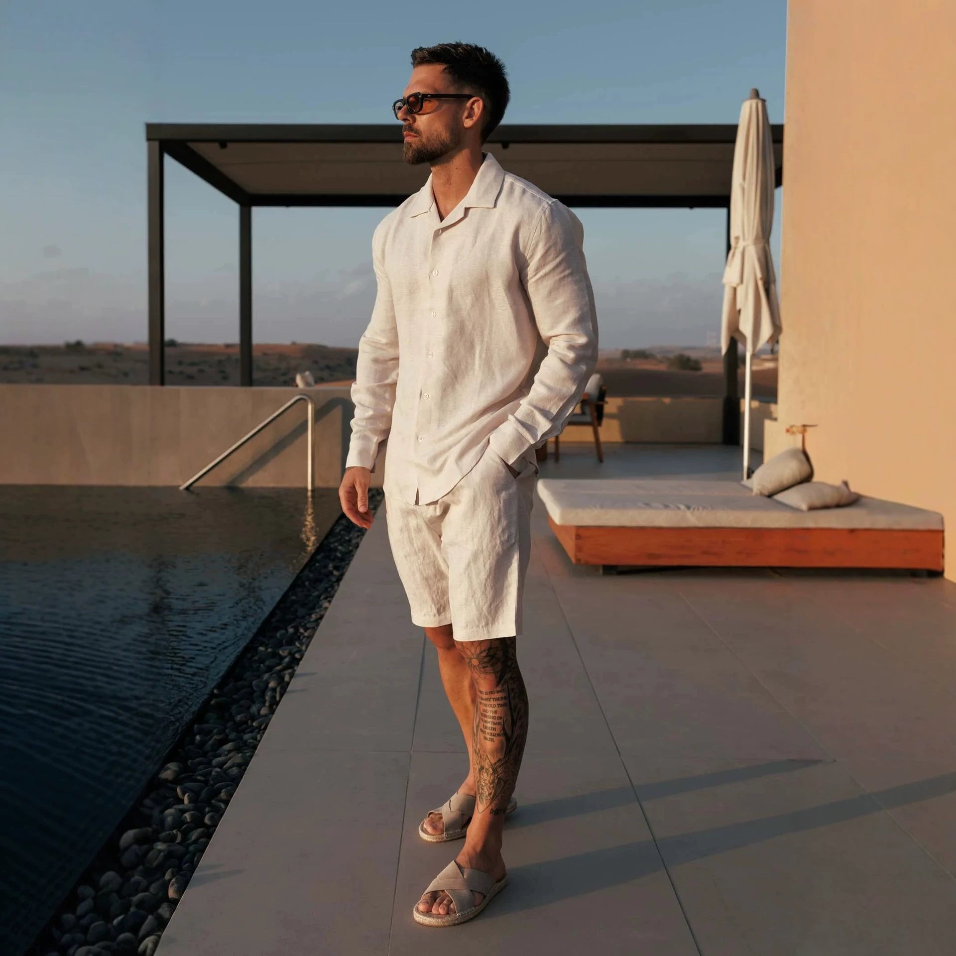 Chemise Cubaine Manches Longues & Short Élastiqué