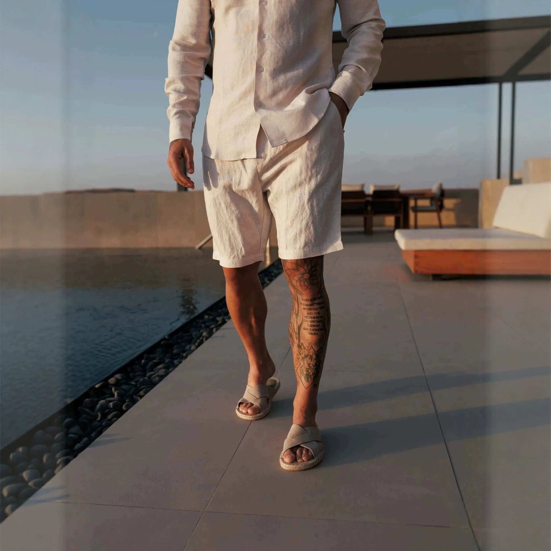 Chemise Cubaine Manches Longues & Short Élastiqué
